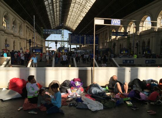 Middle East refugees at Budapest Keleti station