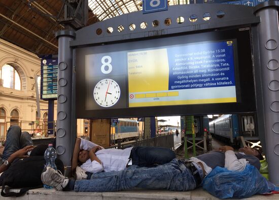 Middle East refugees at Budapest Keleti station
