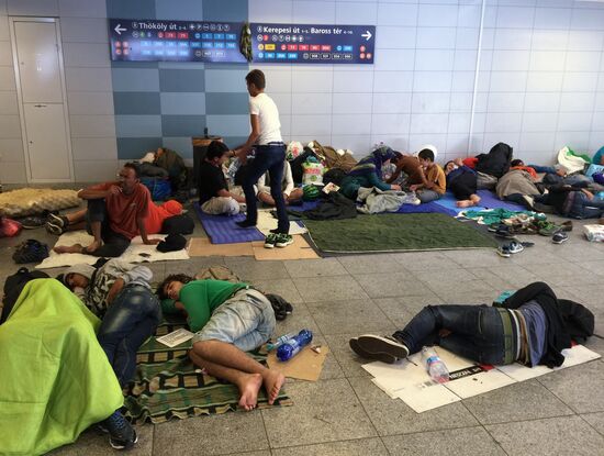Middle East refugees at Budapest Keleti station