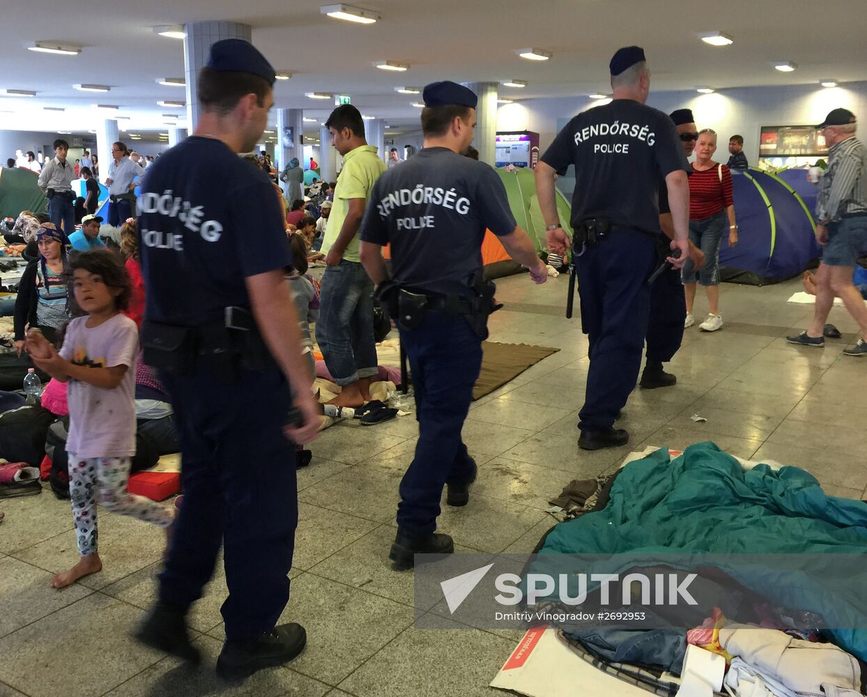 Middle East refugees at Budapest Keleti station