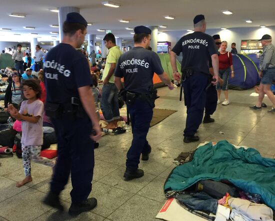 Middle East refugees at Budapest Keleti station
