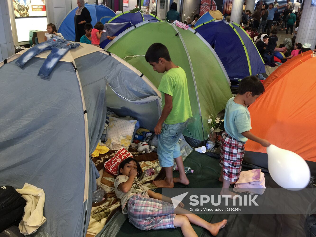 Middle East refugees at Budapest Keleti station