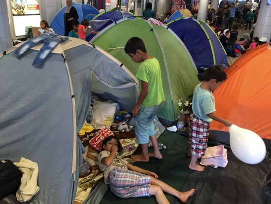 Middle East refugees at Budapest Keleti station