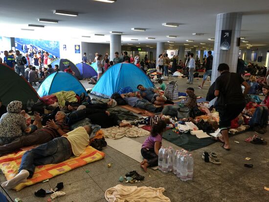 Middle East refugees at Budapest Keleti station