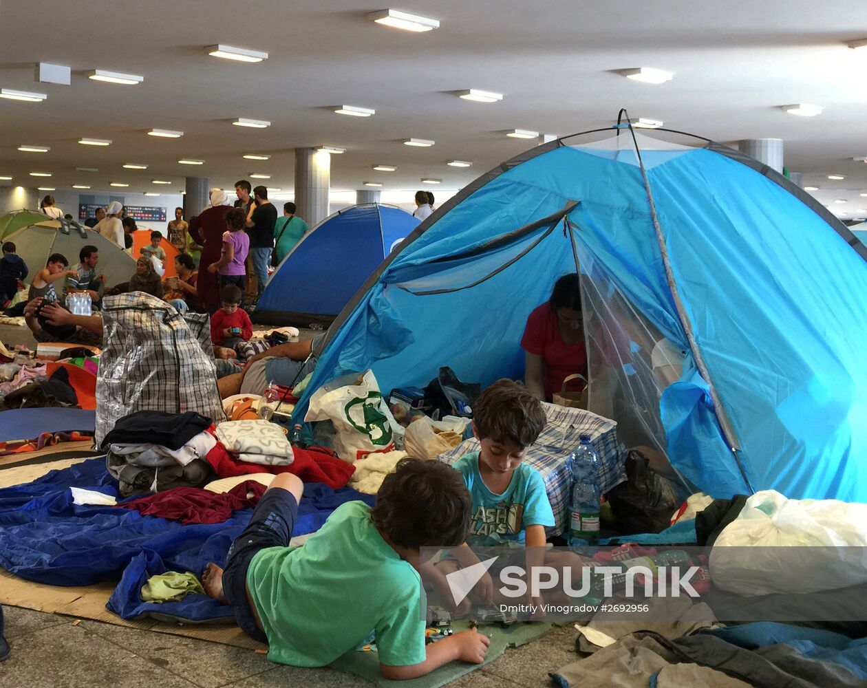 Middle East refugees at Budapest Keleti station