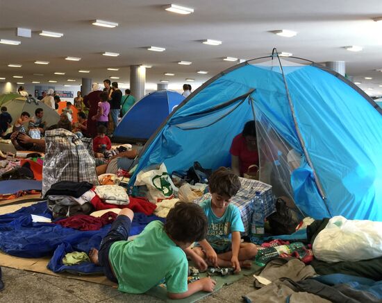 Middle East refugees at Budapest Keleti station