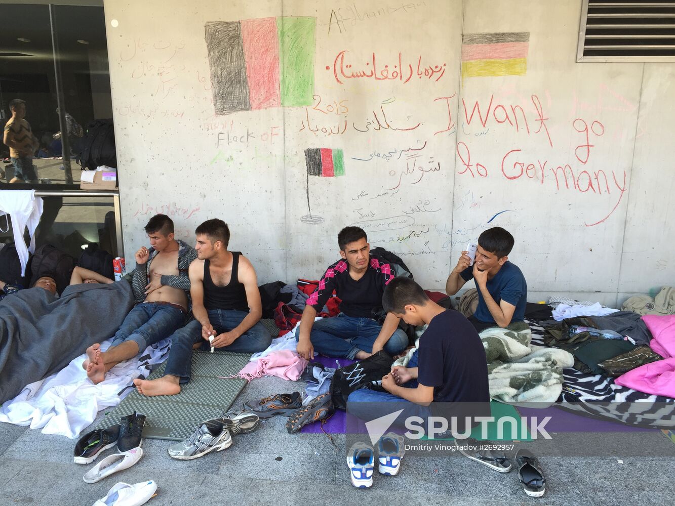 Middle East refugees at Budapest Keleti station