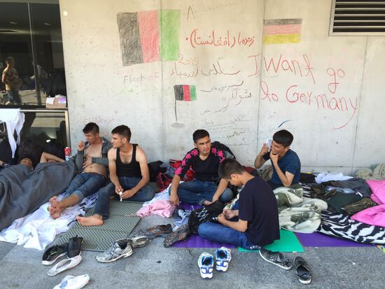 Middle East refugees at Budapest Keleti station