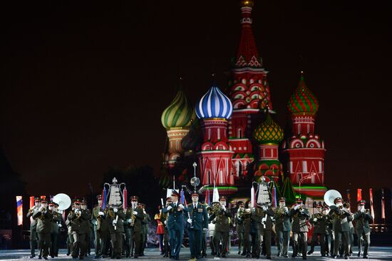 Dress rehearsal of Savior Tower Festival opening ceremony