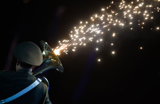 Dress rehearsal of Spasskaya Tower International Military Music Festival opening ceremony