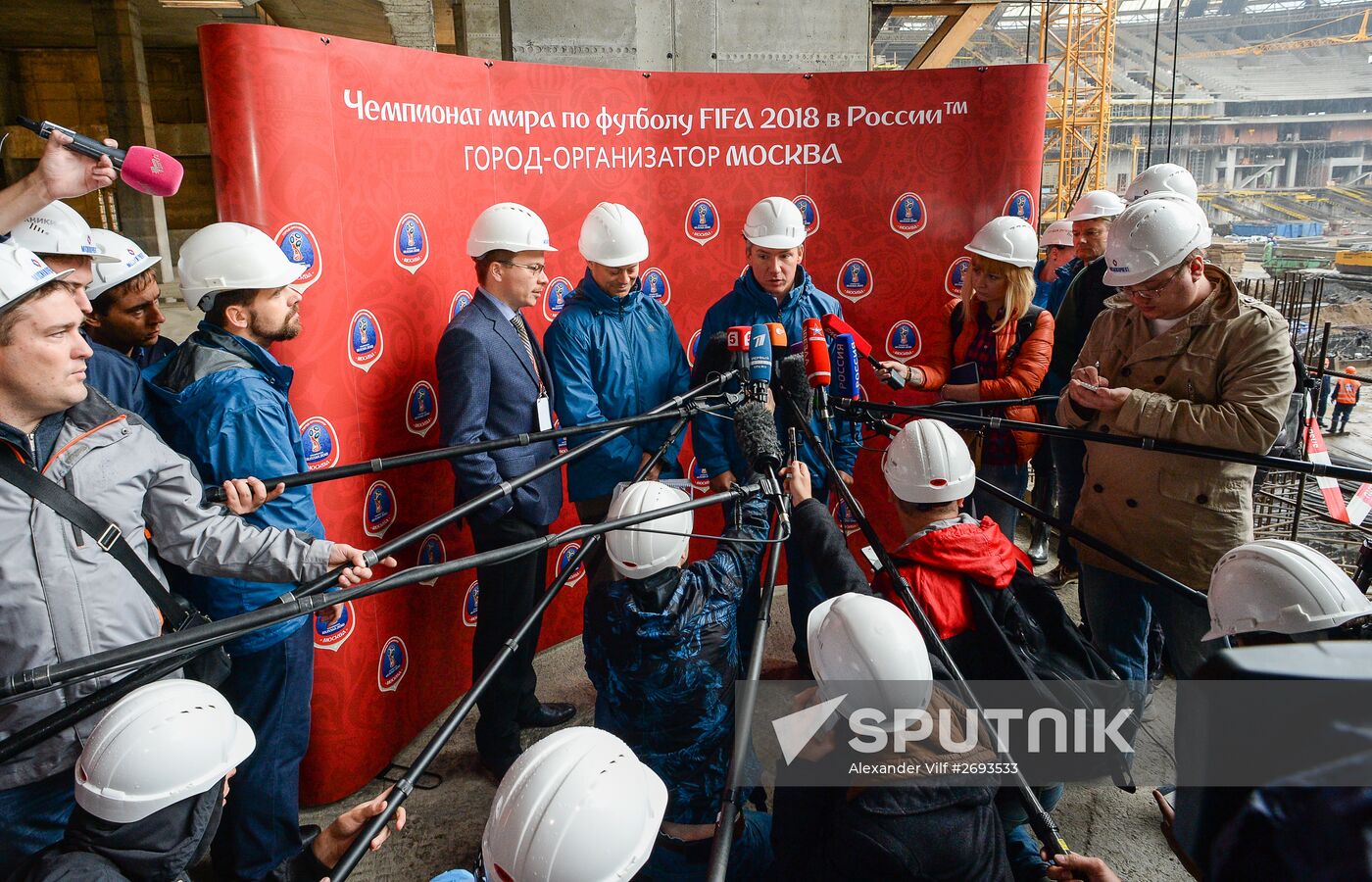Football. Visit of FIFA delegation and Russia 2018 Organizing Committee at Zenit-Arena stadium