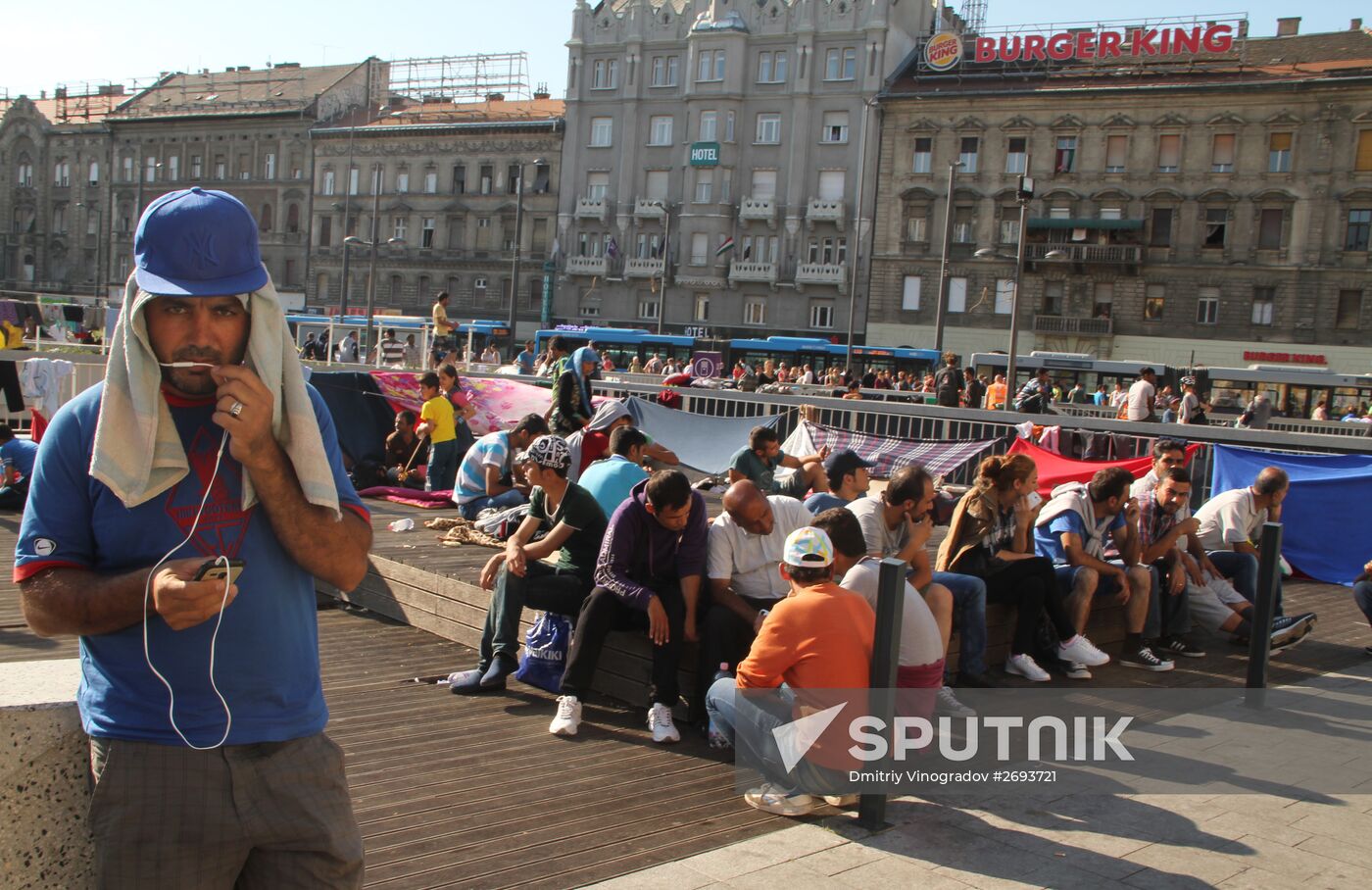 Middle Eastern refugees at Budapest Keleti station