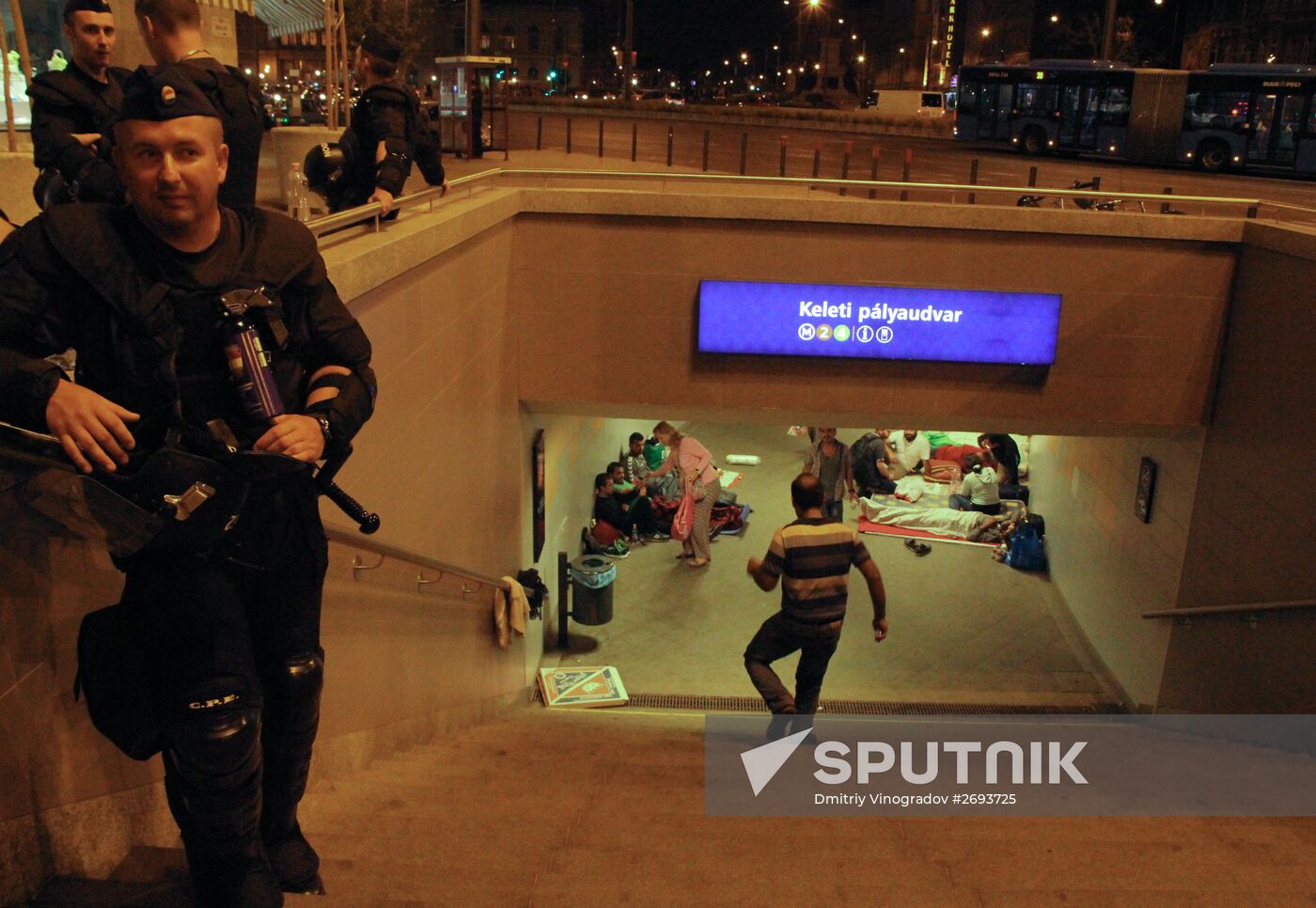 Middle Eastern refugees at Budapest Keleti station