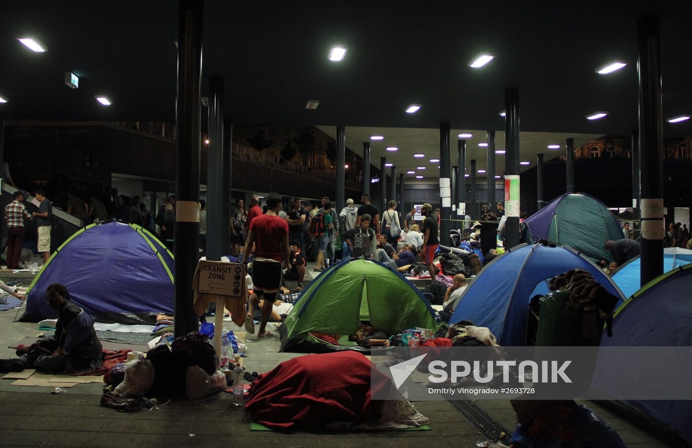Middle Eastern refugees at Budapest Keleti station