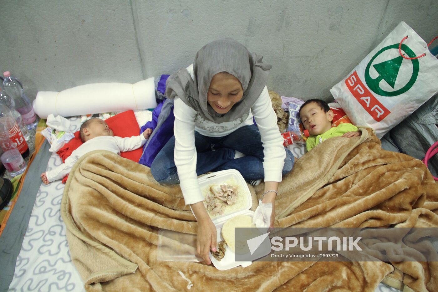 Middle Eastern refugees at Budapest Keleti station