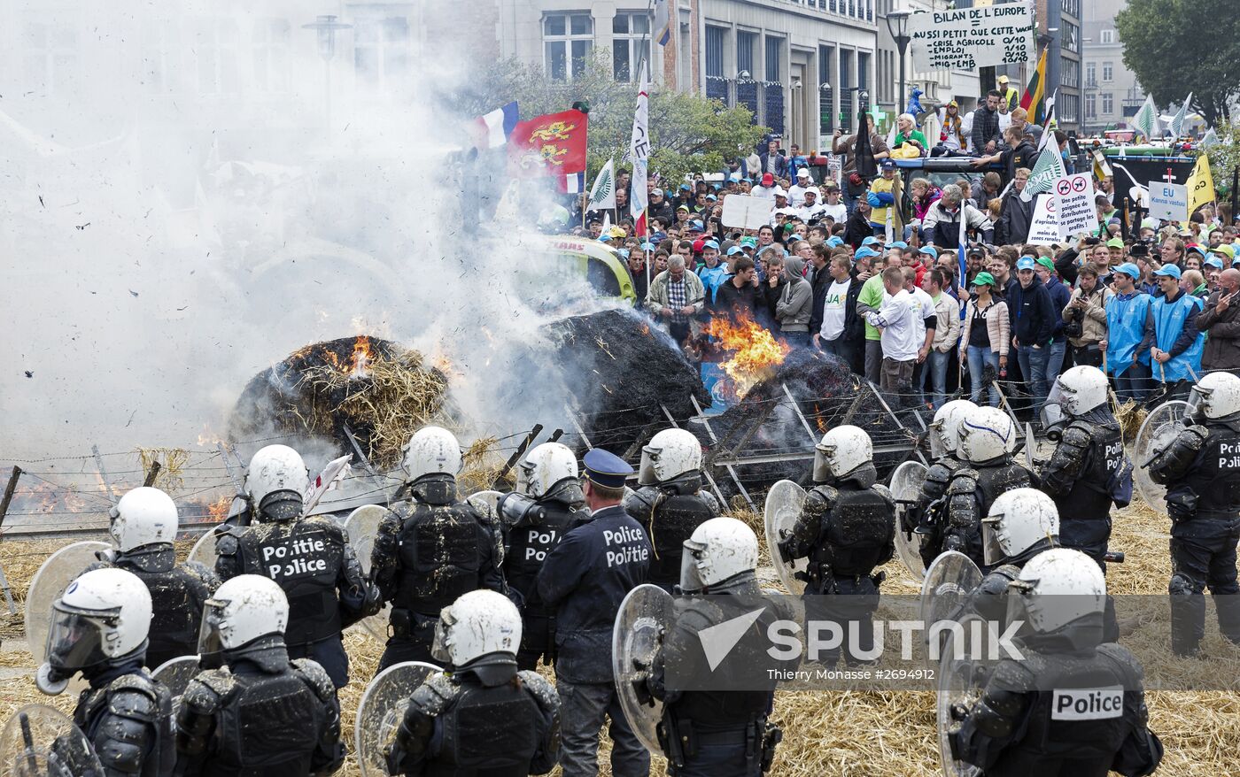 Farmers protest in Brussels