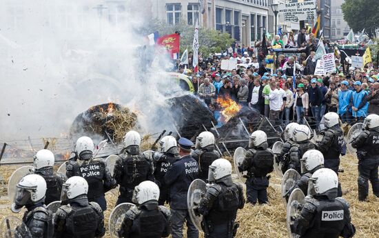 Farmers protest in Brussels