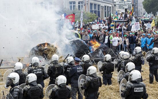 Farmers protest in Brussels