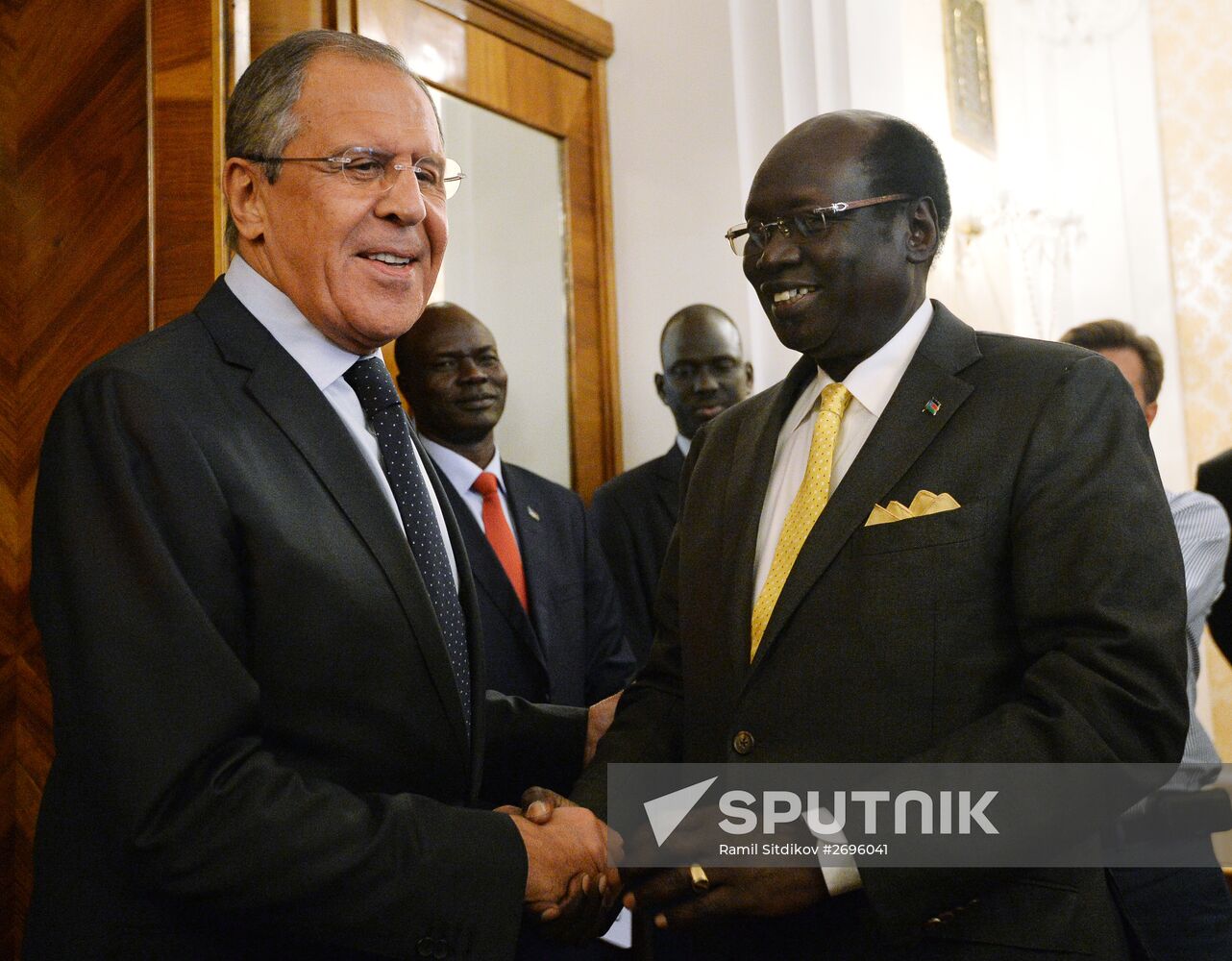 Meeting of Foreign Affairs Ministers of Russia and South Sudan Sergei Lavrov and Barnaba Marial Benjamin