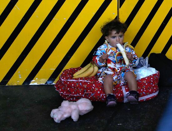 Refugees from Middle East at Westbahnhof railway station in Vienna