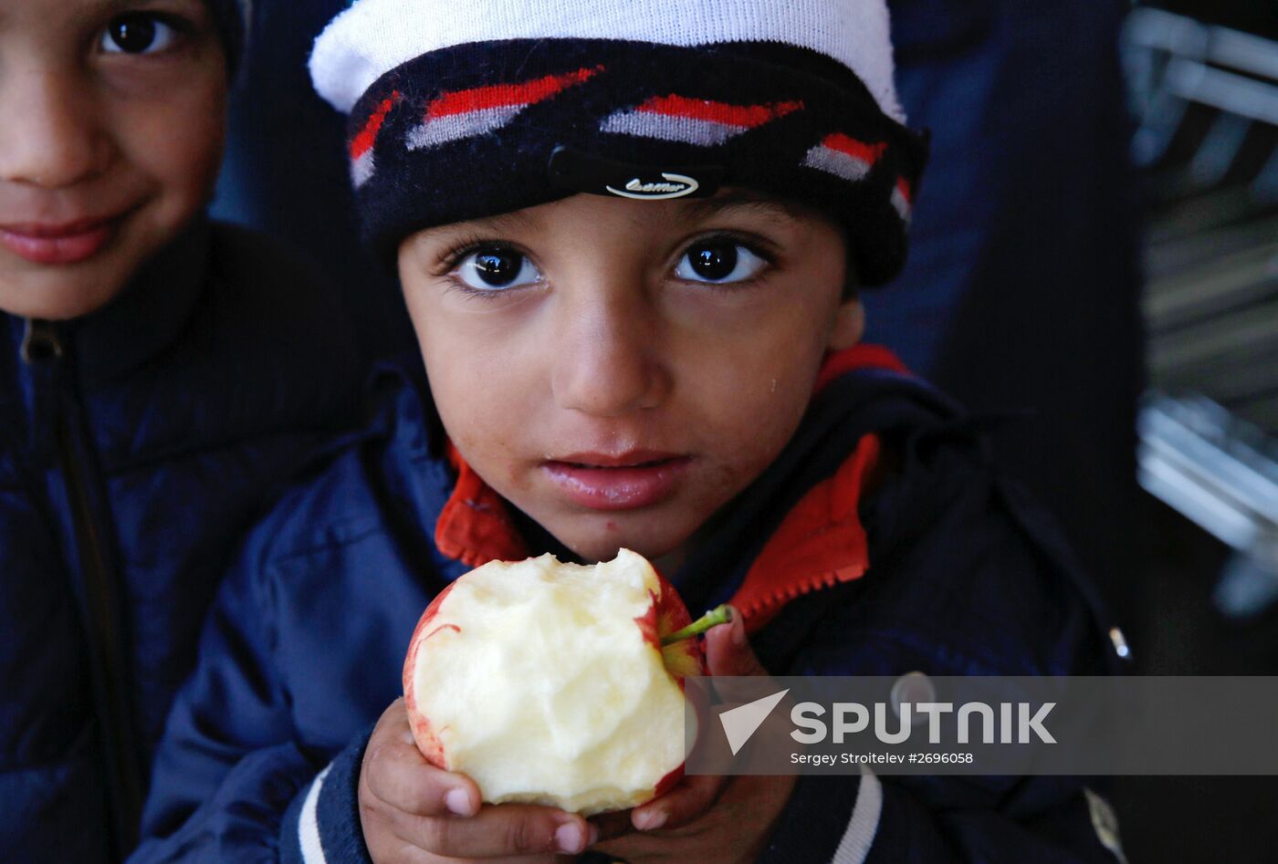 Refugees from Middle East at Westbahnhof railway station in Vienna