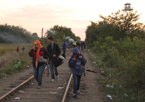 Refugees on the Serbian-Hungarian border