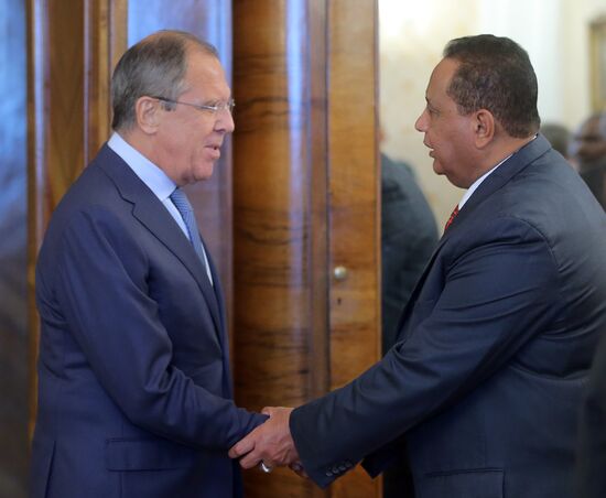 Russian Foreign Minister Sergei Lavrov meets with Sudanese Foreign Minister Ibrahim Ghandour