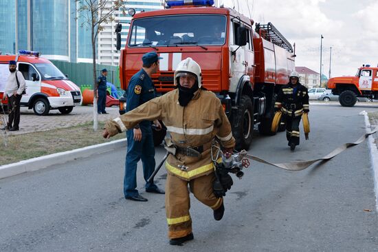 EMERCOM conducts drill in Grozny