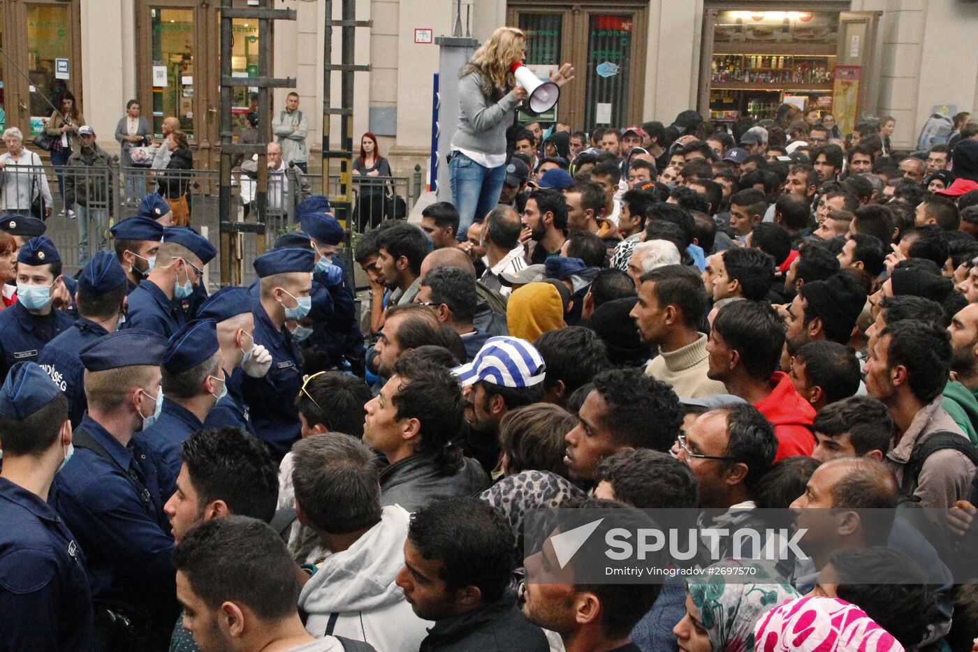 Refugees at Keleti railway station in Budapest