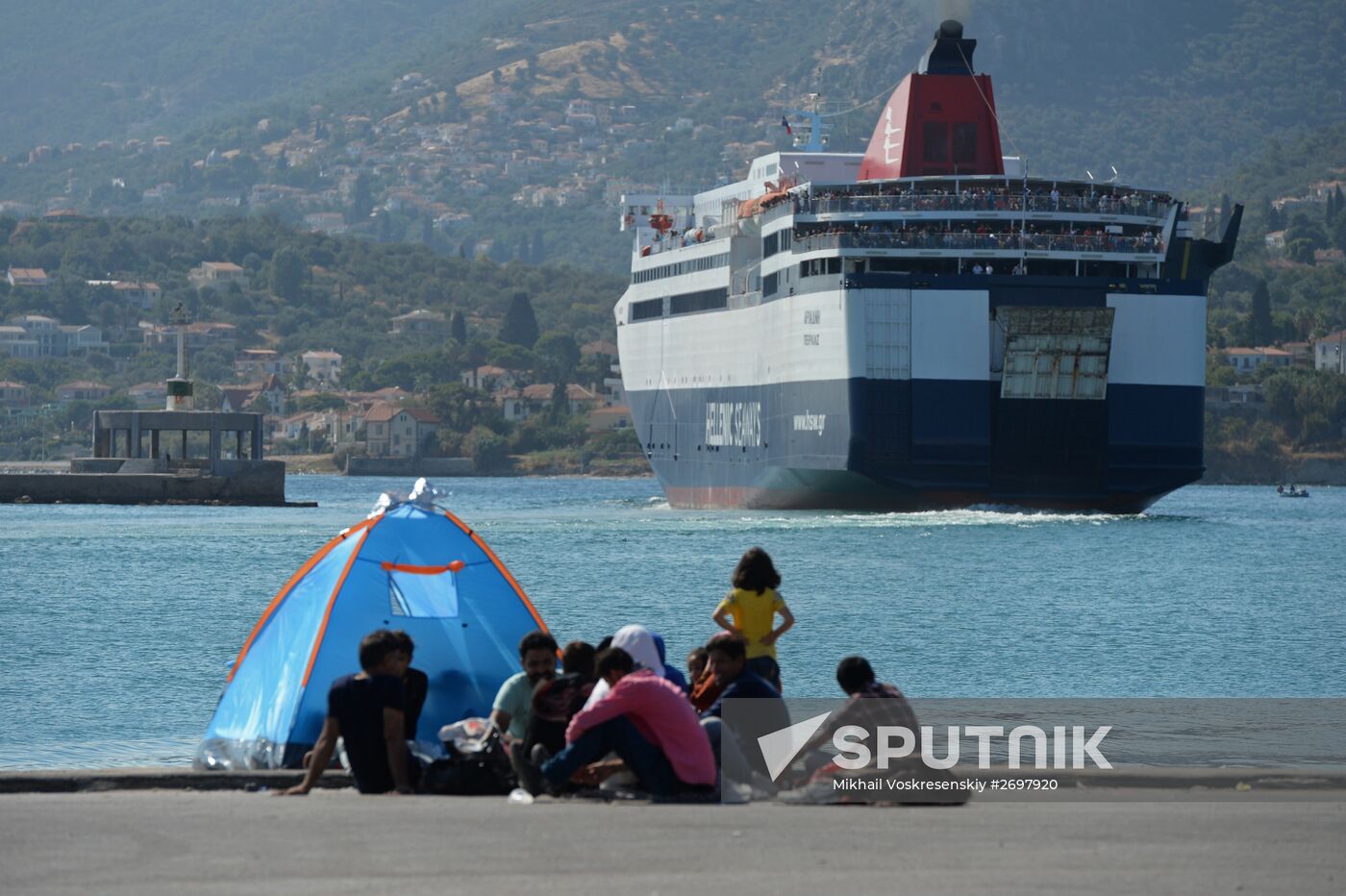 Immigrants from the Middle East on Lesbos island in Greece