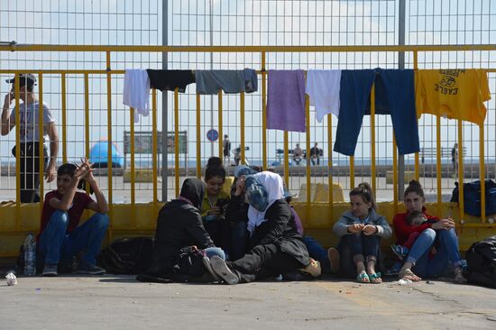 Immigrants from the Middle East on Lesbos island in Greece