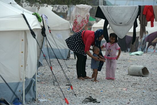 Immigrants from the Middle East on Lesbos island in Greece