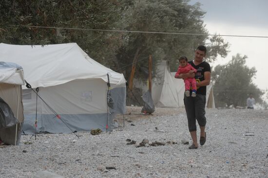 Immigrants from the Middle East on Lesbos island in Greece