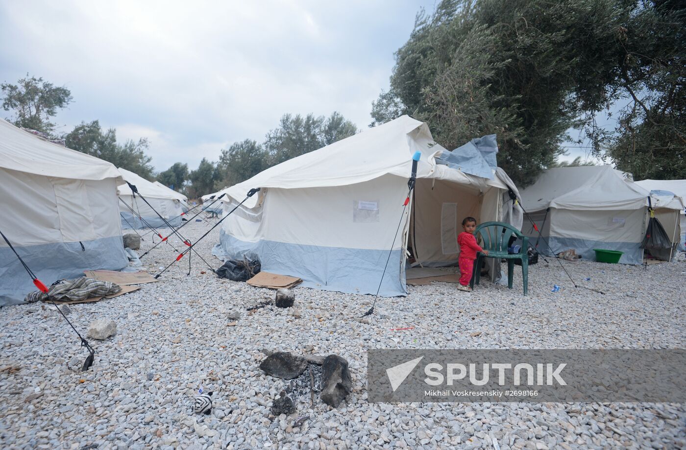 Immigrants from the Middle East on Lesbos island in Greece