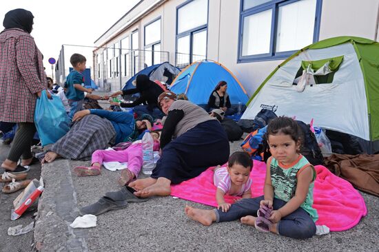 Immigrants from the Middle East on Lesbos island in Greece