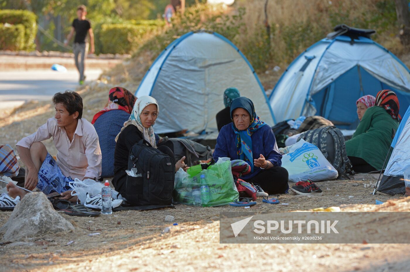 Immigrants from the Middle East on Lesbos island in Greece