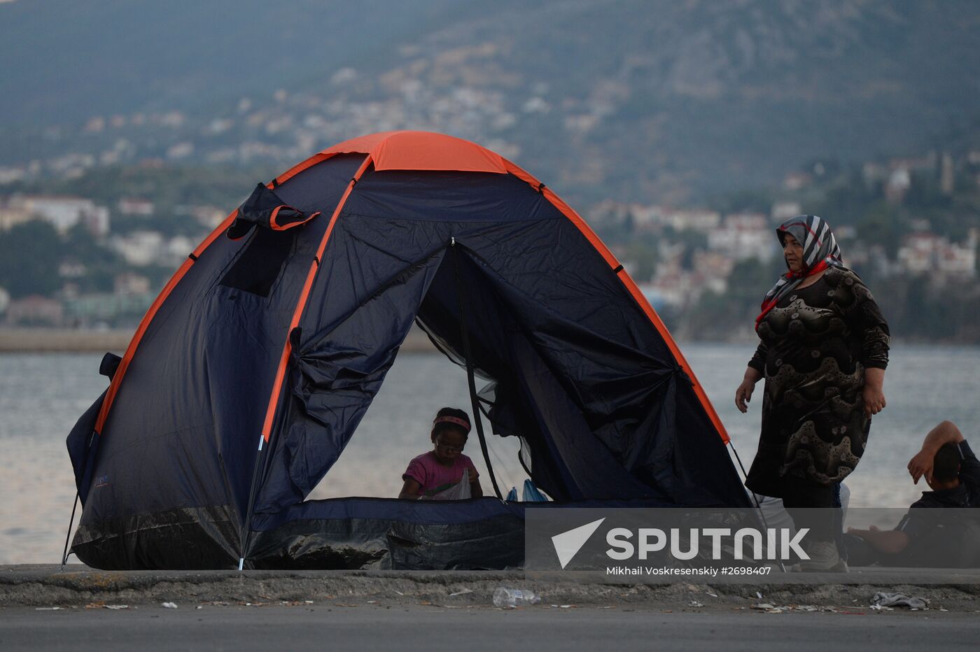 Immigrants from the Middle East on Lesbos island in Greece