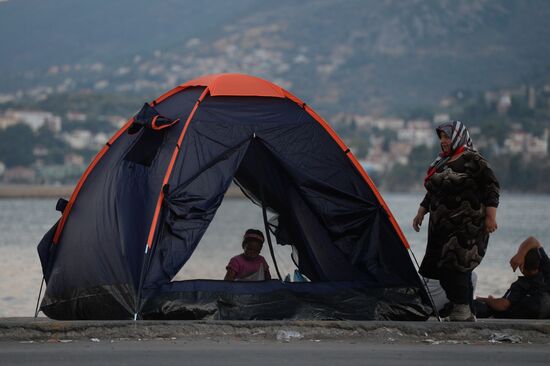 Immigrants from the Middle East on Lesbos island in Greece