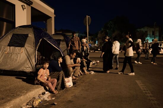 Immigrants from the Middle East on Lesbos island in Greece