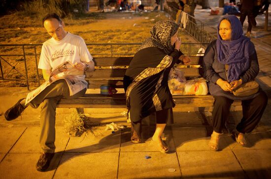 Mideastern refugees in Athens