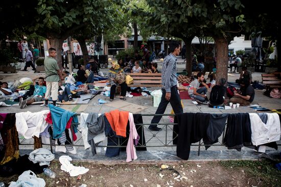 Mideastern refugees in Athens