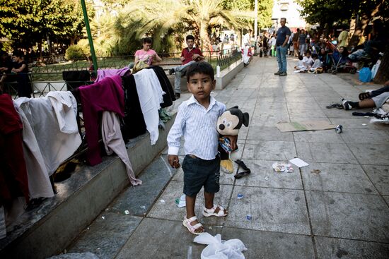 Mideastern refugees in Athens