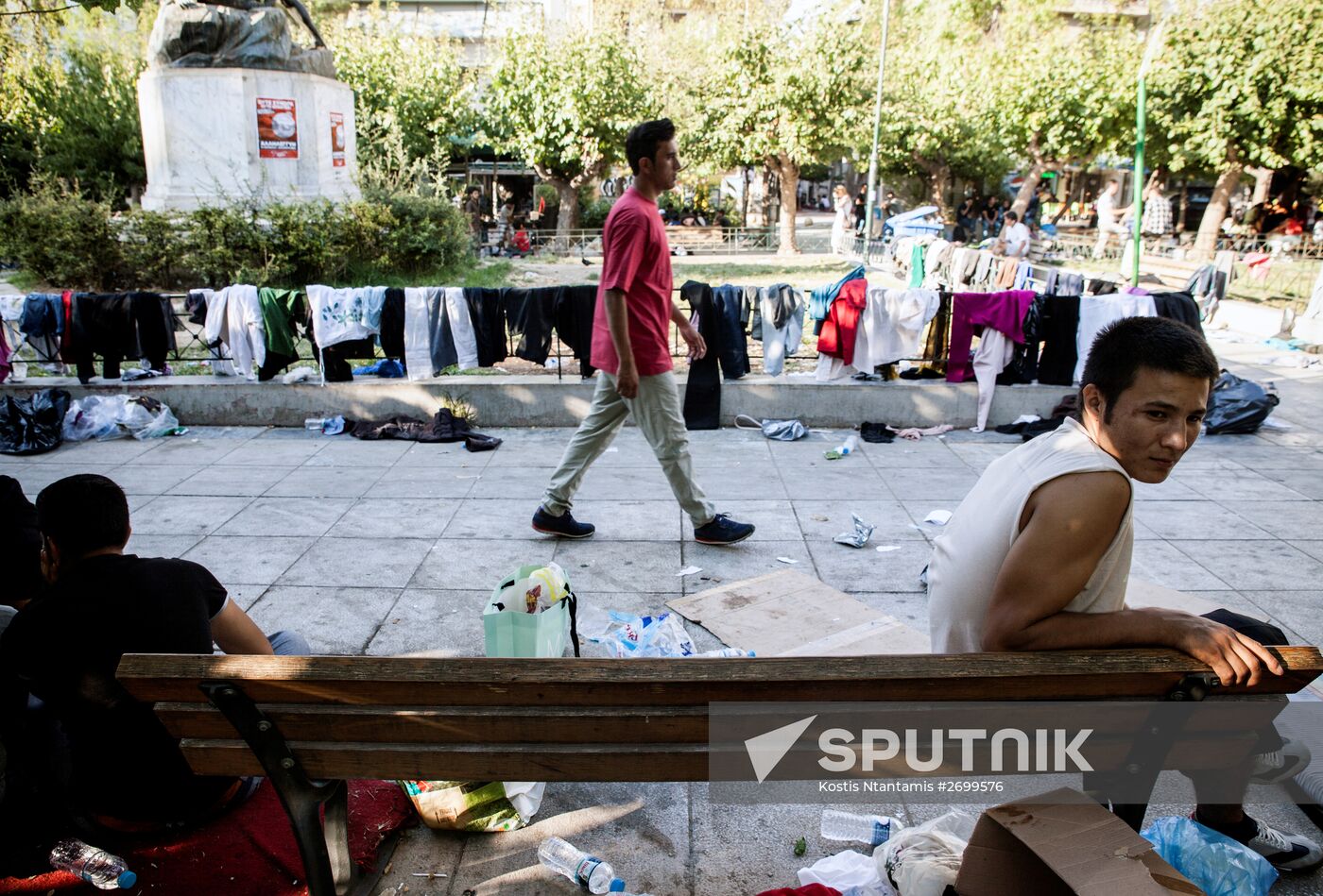 Mideastern refugees in Athens