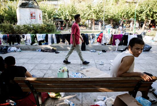 Mideastern refugees in Athens