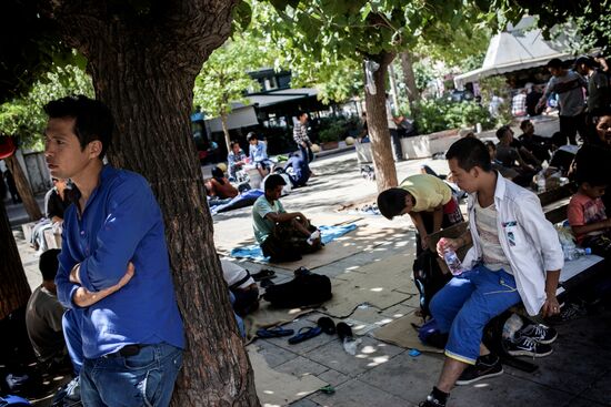Mideastern refugees in Athens