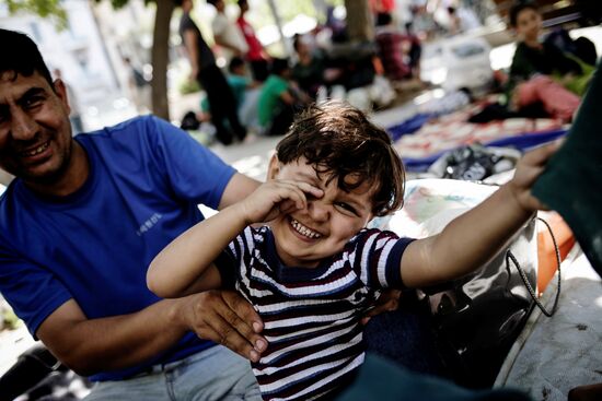 Mideastern refugees in Athens