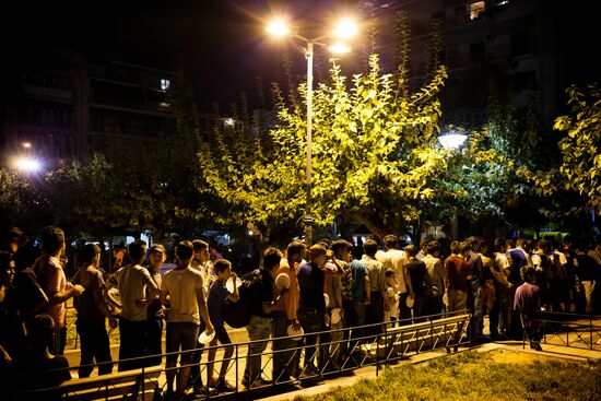 Mideastern refugees in Athens