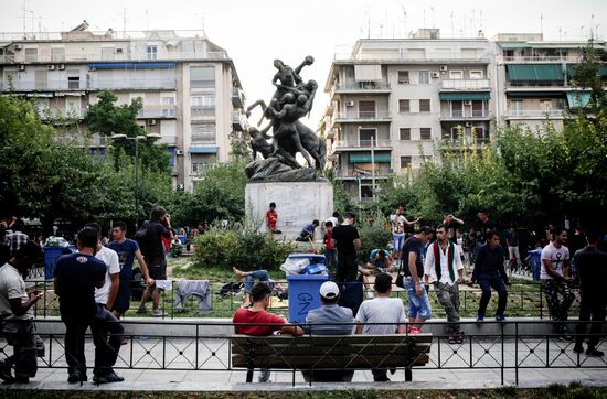 Mideastern refugees in Athens