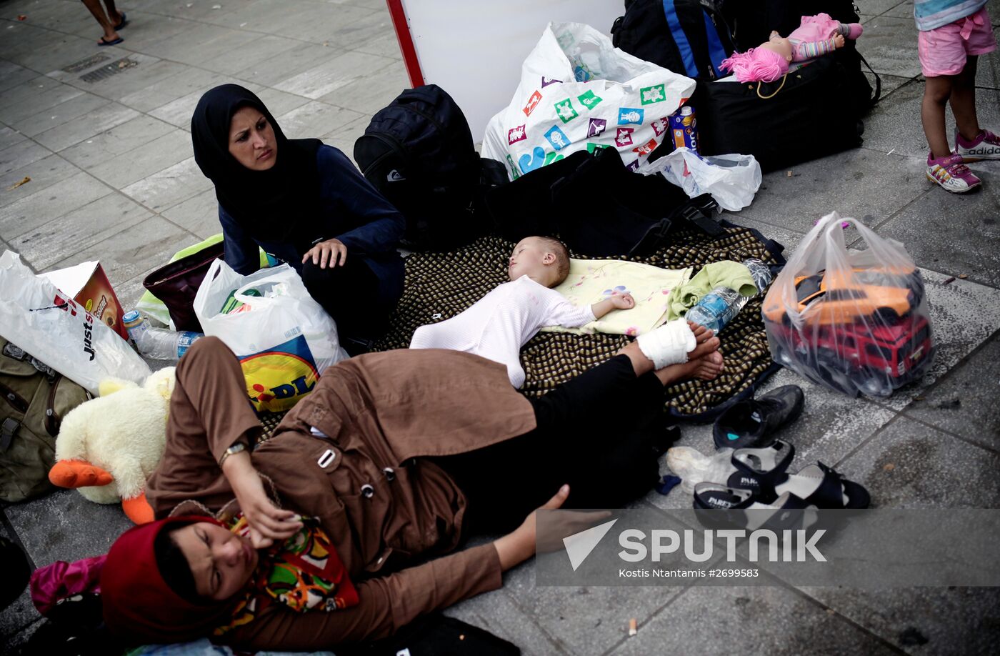 Mideastern refugees in Athens