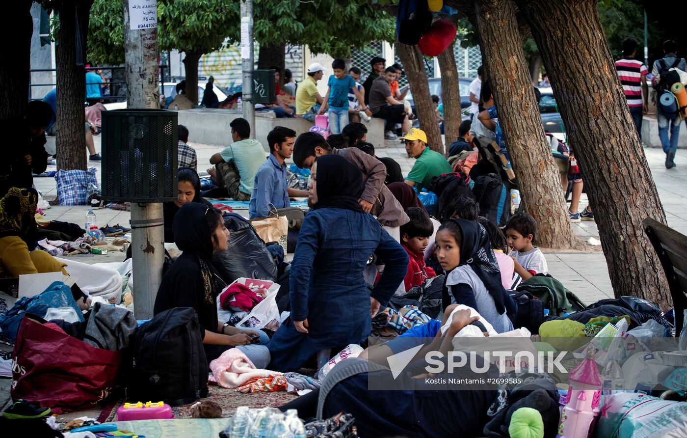 Mideastern refugees in Athens